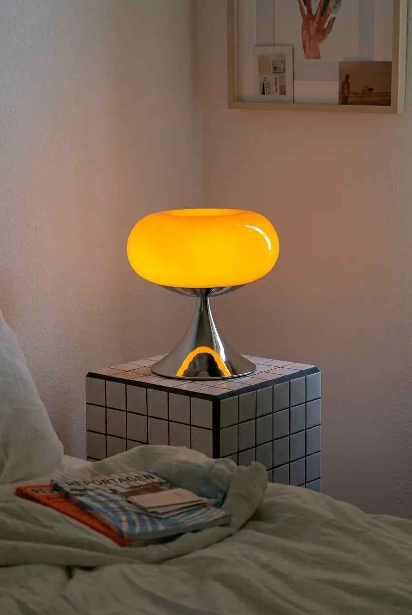 Chrome Drop Lampe aus Glas