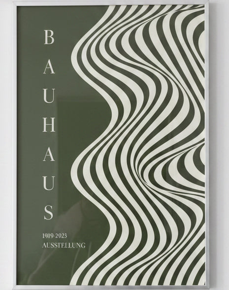 3er-Set Poster „Bauhaus Olive“