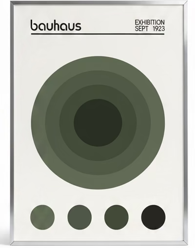 3er-Set Poster „Bauhaus Olive“