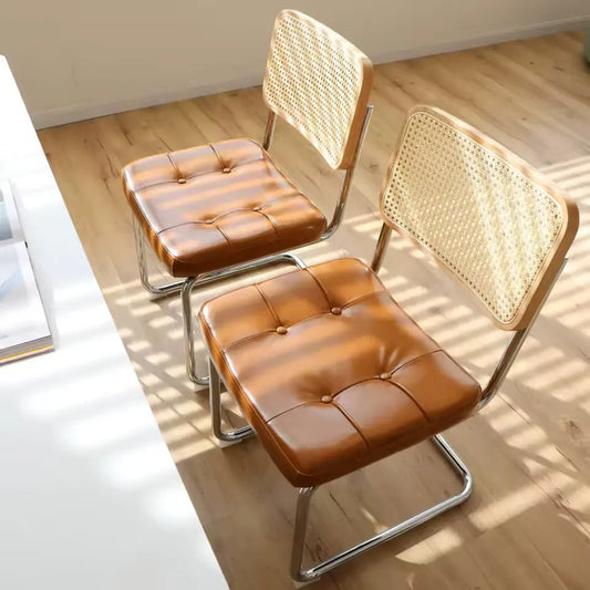 1 Paar Mid-Century Rattan Stühle Beige/Braun