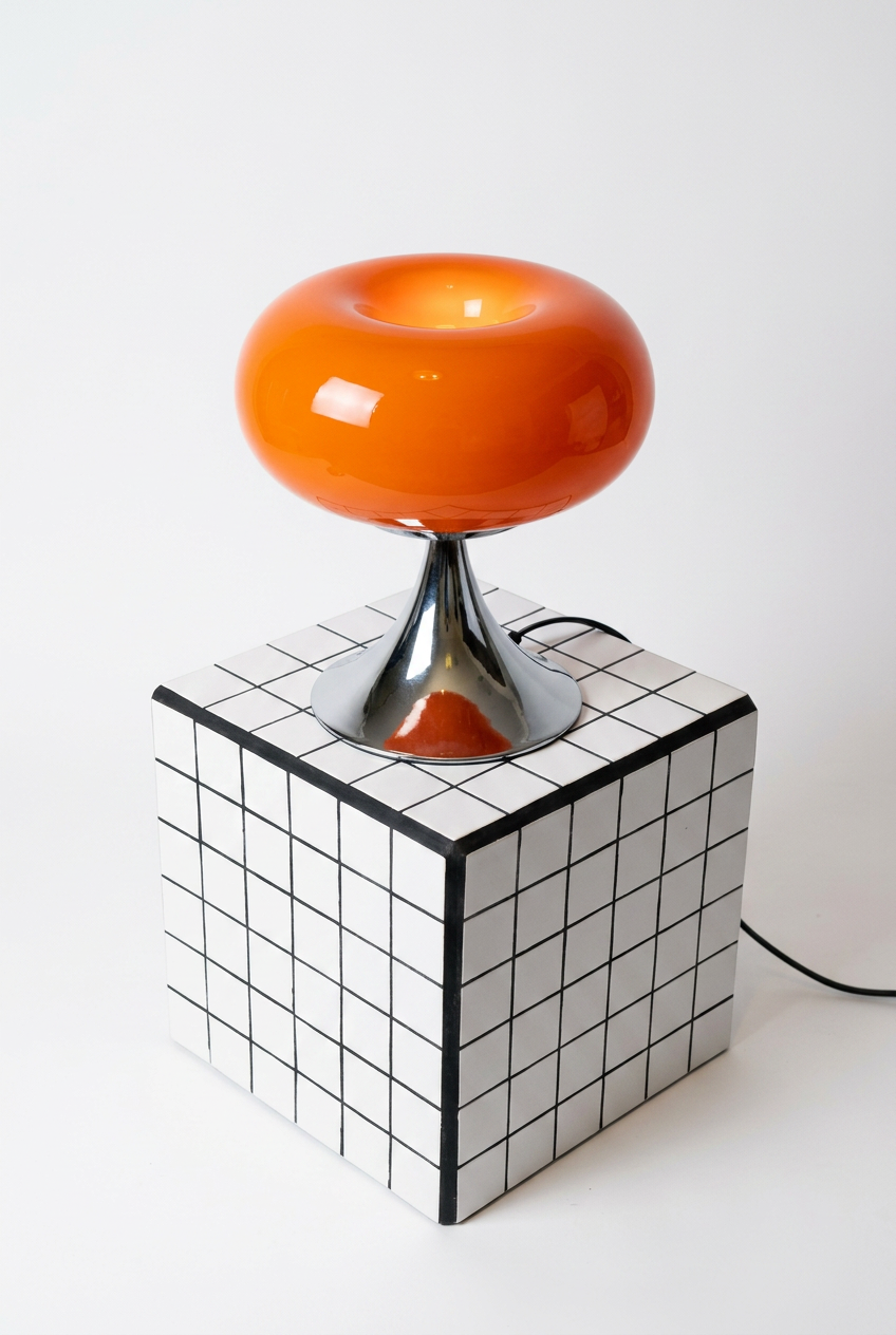 Chrome Drop Lampe aus Glas