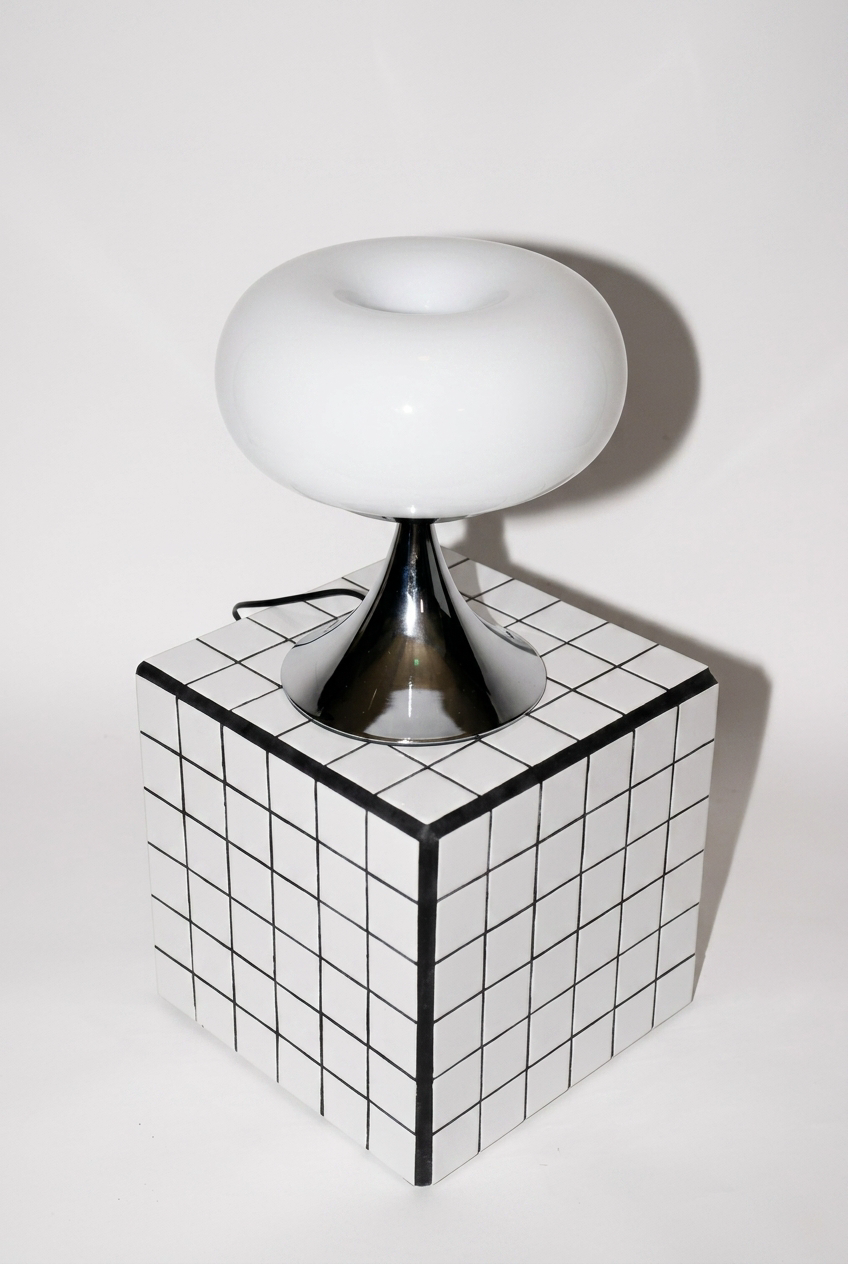 Chrome Drop Lampe aus Glas