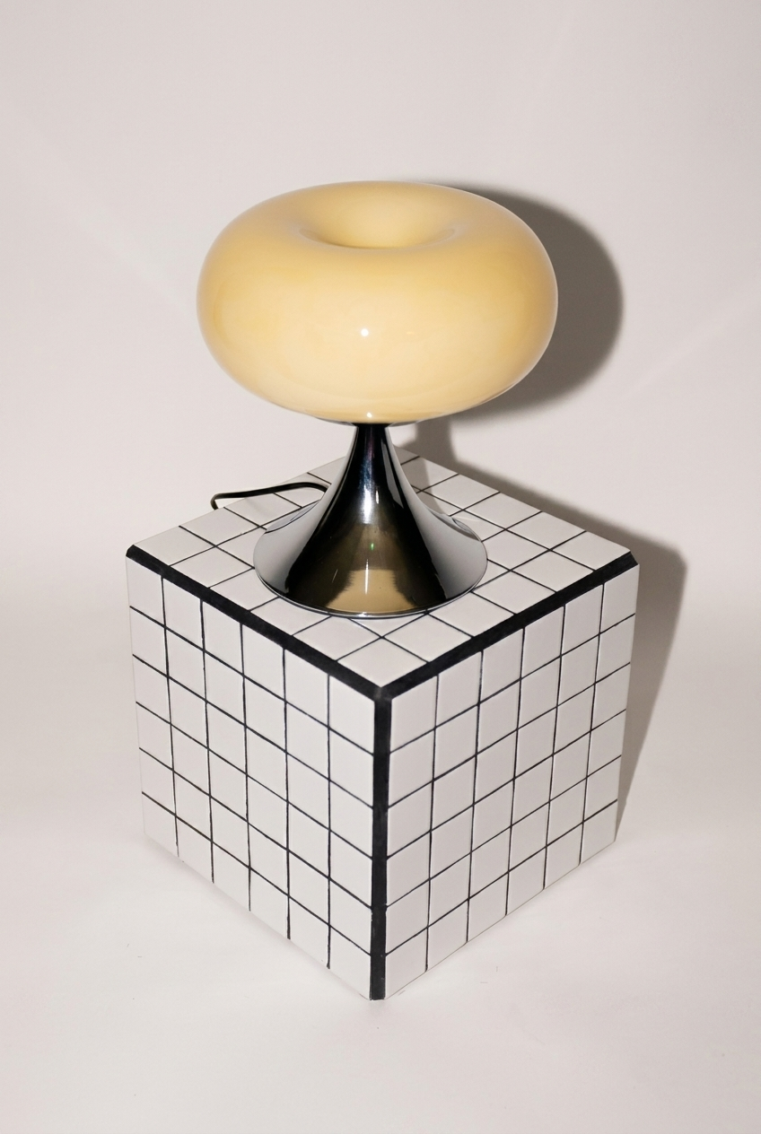 Chrome Drop Lampe aus Glas