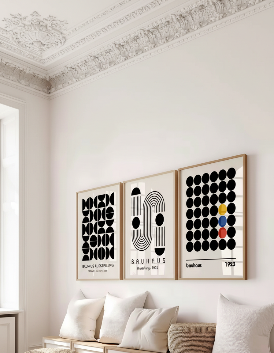 Bauhaus 3er-Set – Minimalist Monochrome & Color Pop