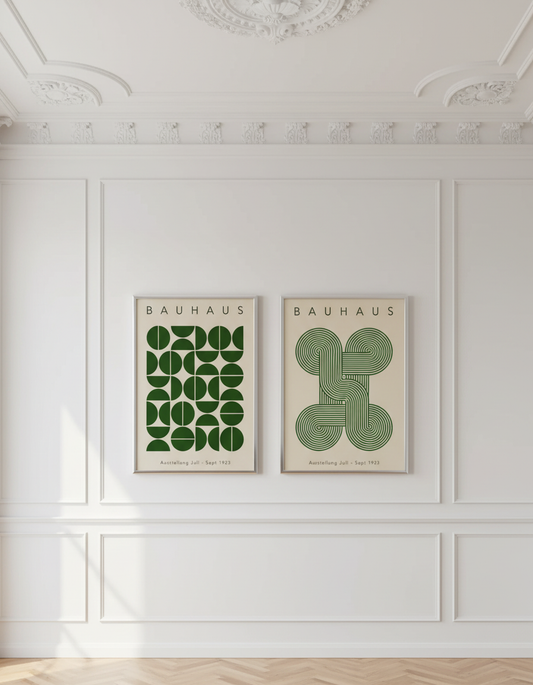 Bauhaus 2er-Set – Retro Grün Geometric Lines